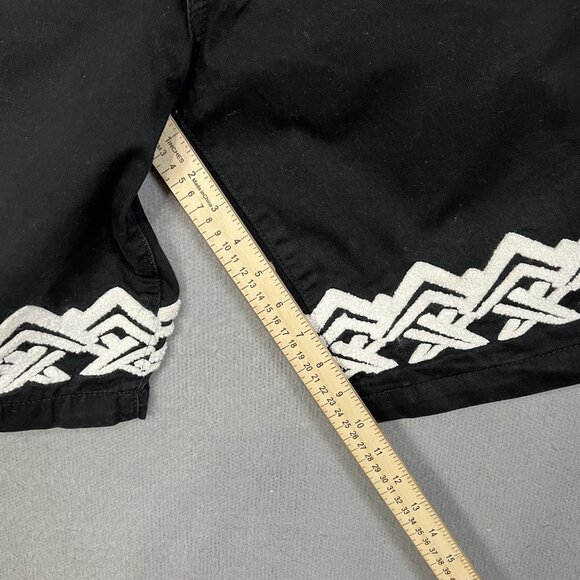 Eight 732 Shorts Men Sz 38 Black Denim Embroidered Leg Hip Hop Baggy Jeans - Picture 6 of 9